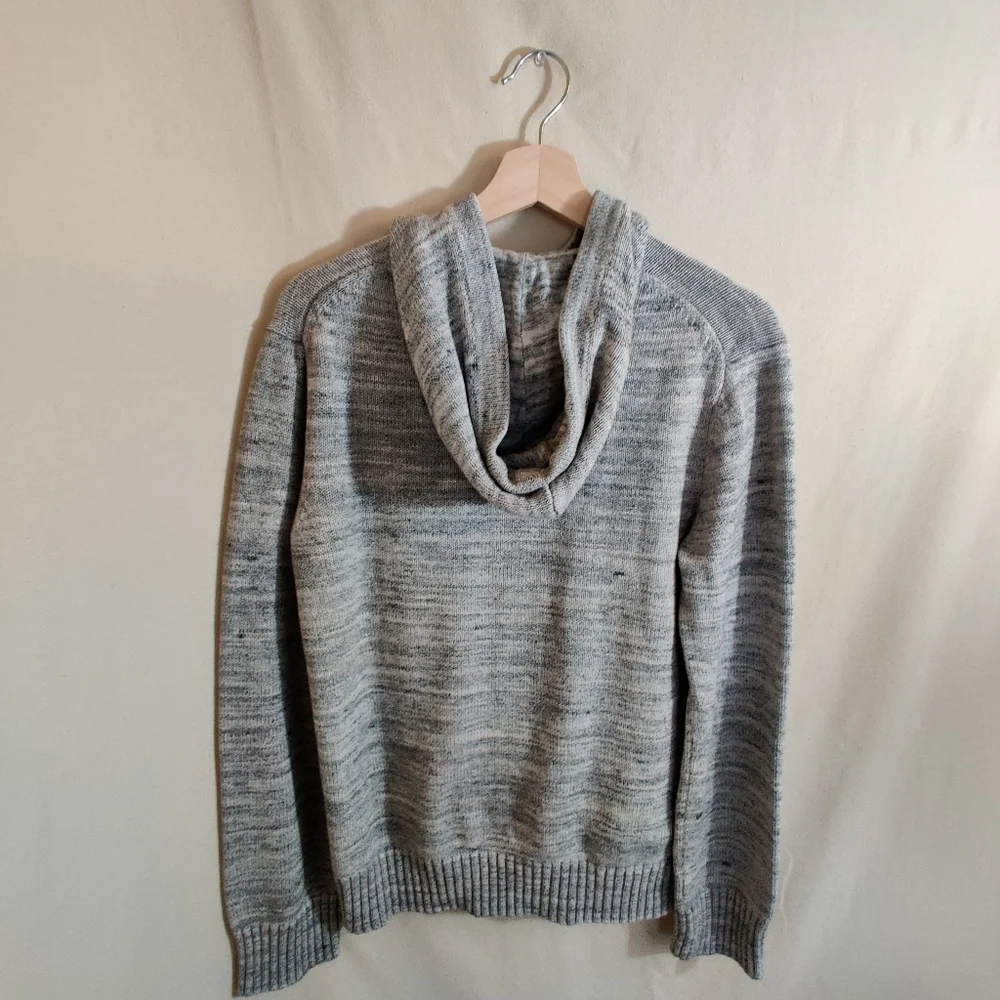 H&M L.O.G.G. Men's Gray Knit Henley Button Up Long Sleeve Hoodie Sweater Top M